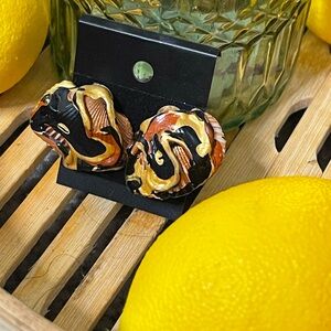 "Godiva Lava" Abstract seashell earrings